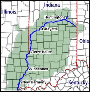 overview map of Wabash River and its watershed
